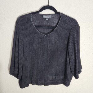 Connected Apparel Cardigan Black Open Knit Sweater Womens Size 16
